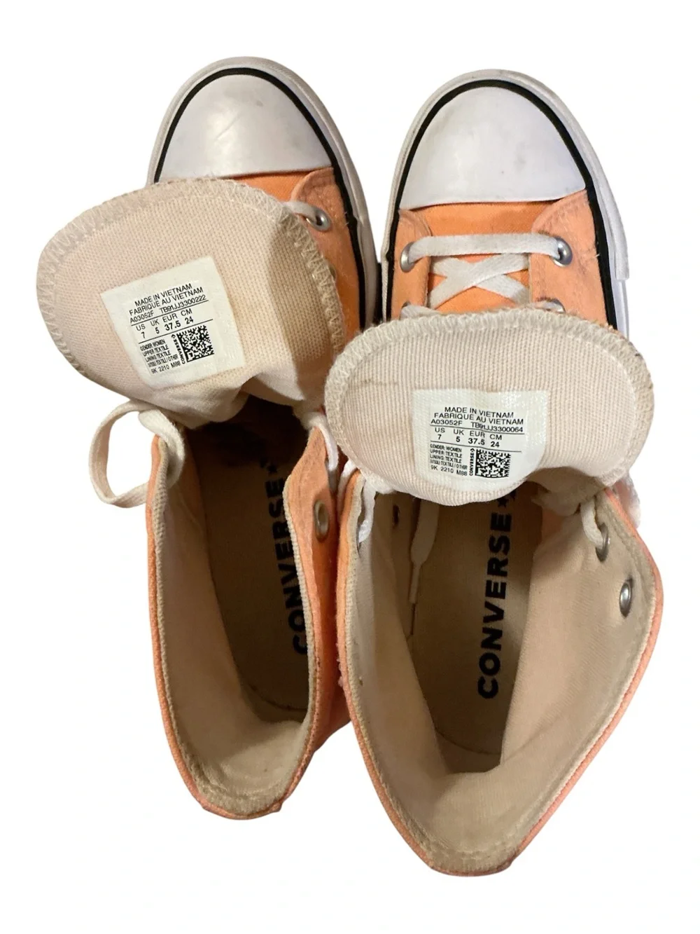 Converse Peach Canvas High Top Sneakers
